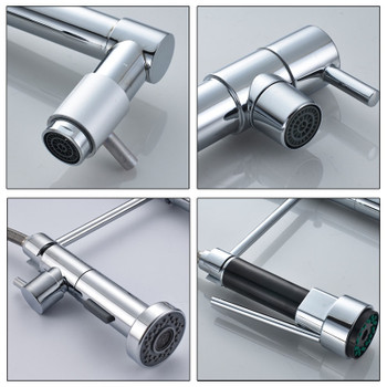Promotion Dual Spout Spring Pull Down Kitchen Sink Faucet 360 Degree Rotate Hot and Cold Water Taps 