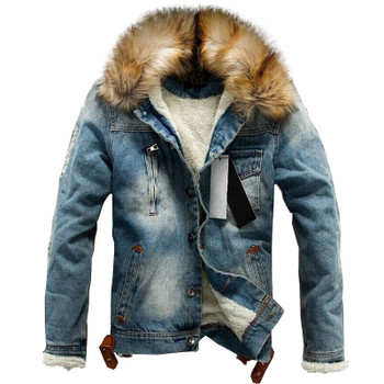 New men jeans jacket and coats denim thick warm winter outwear S-4XL LBZ21