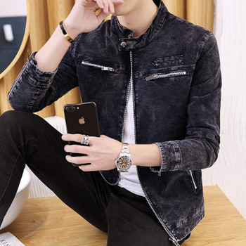 Men's Jackets Spring Autumn Korean Trend 2018 New Slim Standing collar Men's Vintage Denim Jackets S-3XL