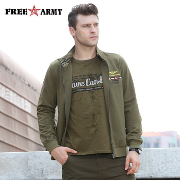 2018 Fashion Men's Jackets Casual Army Green Solid Large Size Jacket Lapel Zipper Men's Bomber Military Outerwear Coats WMS-6391