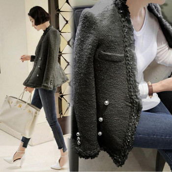 Zarachiel 2018 Brand Lady Winter Pearls Tassels Woolen Jacket Coat Women Vintage Casaco Femme Warm Tweed Jacket Elegant Overcoat