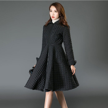 Oversize Coat Winter Coat Women Maxi Dress Style Embossed Cotton Winter Jacket Women Black Dress Parka Female Manteau Femme L535