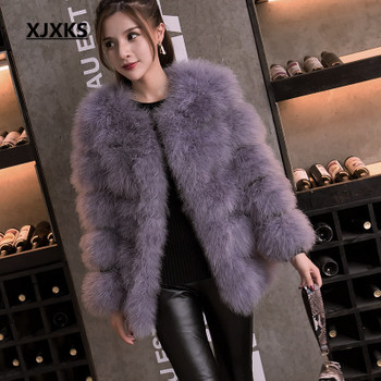 Jinjiums Women Jacket,Clearanc Faux Fur Ostrich Feather Soft Fur Coat Jacket Fluffy Winter Xmax Velvet Jacket Plus Size 