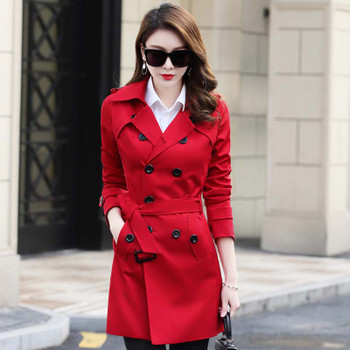 Fitaylor Autumn Winter Women Double Breasted Trench Coats Medium Long Slim Waterproof Raincoat Business Outerwear Plus Size 5XL