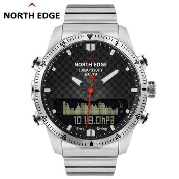 Men Dive Sports Digital watch Mens Watches Military Army Luxury Full Steel Business Waterproof 100m Altimeter Compass NORTH EDGE