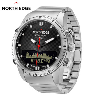 Men Dive Sports Digital watch Mens Watches Military Army Luxury Full Steel Business Waterproof 100m Altimeter Compass NORTH EDGE