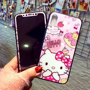 360 Full Cover Phone Case +Screen Protector for IPhone X 8 7 6 6S Plus for Iphone 7 8 X Glitter Acrylic Case Tempered Glass Film