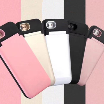 FTAIDKJ Luxury Hidden Credit Card Holder ID Card Slot Hard Mirror Case Stand Cover For iPhone X Case 6 6S 7 8 Plus 10 Coque Capa