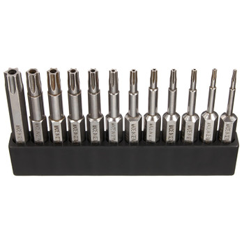 Drillpro 12Pcs Electric Tamper Torx Socket Screwdriver Bit Hand Tool Set 1/4 " 6.3mm (T5-T40)