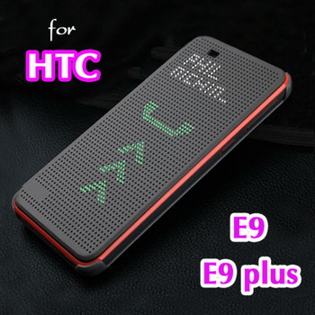 Asuwish Dot Smart View Flip Cover Silicone Case For HTC One E9 Plus Sleep Wake Original Shockproof Bag Phone Case For HTC One E9