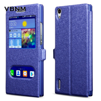 Case for huawei P7  Cover Dual View Window  View High Quality Protector Leather Flip Case for huawei P7