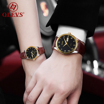 Couple watches For Lover's Quartz men women watch luxury top brand OLEVS waterproof watch Leather Fashion Luminous clock New uhr