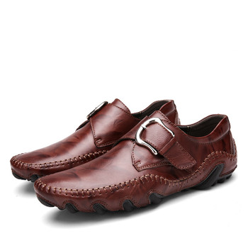 Times New Roman Fashion Autumn Style Soft Moccasins Men Loafers High Quality Genuine Leather Shoes Men Flats