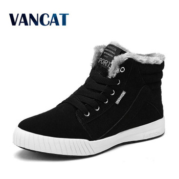 Vancat Men Boots Size 39-48 Fashion Men Winter Boots Waterproof Men Snow Boots Lace Up Men Ankle Boots Warm Winter Shoes Male