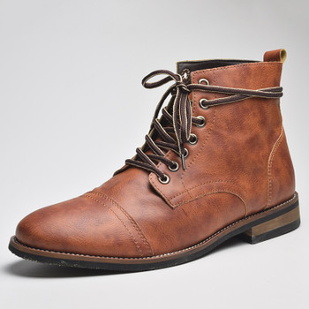 COSIDRAM Men Fashion Lace-up Ankle Boots High Quality Men British Boot Autumn Winter Male Botas BRM-060