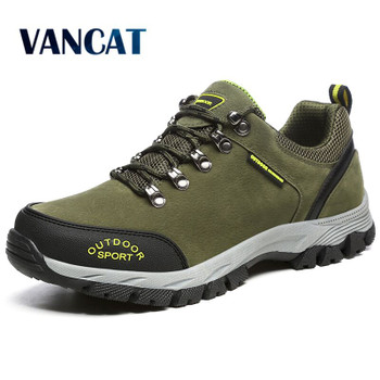 VANCAT Men Big Size 39-49 Fashion Men Shoes Comfortable Waterproof Outdoor Casual Shoes Lace-Up Spring Autumn Rubber Sneakers