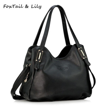 FoxTail &amp; Lily All Seasons Luxury Genuine Leather Bag for Women Soft Leather Handbag Ladies Casual Shoulder Messenger Bags