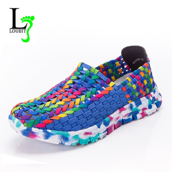 Women Shoes Summer Flats Female Loafers Women Casual Flat Woven Shoe Brethable Sneakers Slip On Colorful Shoe Mujer Plus Size 41