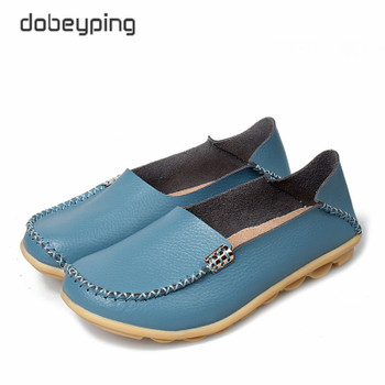 New Women Real Leather Shoes Comfortable Mother Loafers Soft Woman's Flats Leisure Female Driving Footwear Boat Shoe Size 35-44