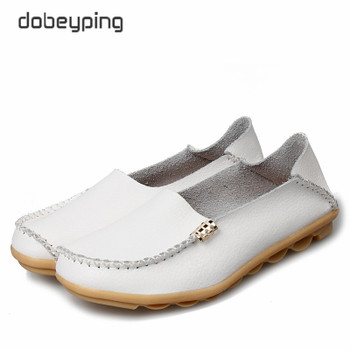 New Women Real Leather Shoes Comfortable Mother Loafers Soft Woman's Flats Leisure Female Driving Footwear Boat Shoe Size 35-44