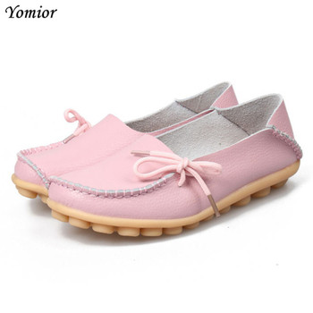 Yomior Women Flats Mother Leather Shoes Casual Moccasins Driving Loafers Women's Shoes Fashion Comfortable Large Size Footwear 