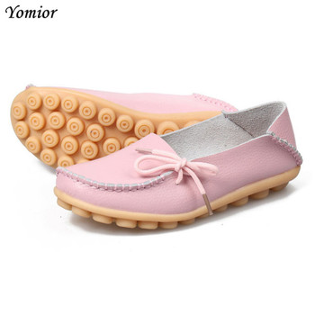 Yomior Women Flats Mother Leather Shoes Casual Moccasins Driving Loafers Women's Shoes Fashion Comfortable Large Size Footwear 