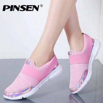 PINSEN 2018 Autumn Sneakers Women Shoes Breathable Loafers Flat Shoes Woman Slip-on Casual Shoes tenis feminino Flats Shoes