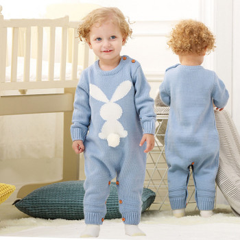 Baby Rompers Spring Rabbit Tail Newborn Sweaters Knit Cotton Full Clothing Set Infant Jumpsuit Toddler Overalls Baby Boy Clothes