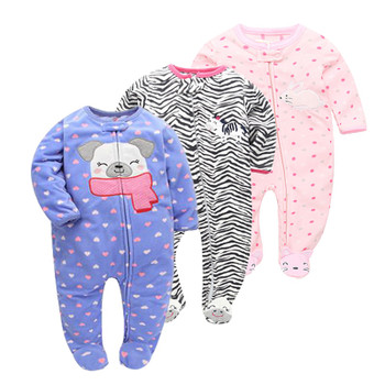 New 2018 Autumn Spring Baby Rompers Clothes Long Sleeves Newborn Boy Girls Polar Fleece Baby Jumpsuit Baby Clothing 9-24m