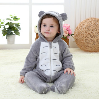 Newborn Totoro Romper Hooded Sleepwear Baby Girl Clothes Cartoon Jumpsuit Flannel Pajamas Onesie Boys Baby Rompers Home Clothes