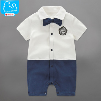 YiErYing Baby Rompers Short sleeve Bow Tie Gentleman For Baby Boys Party Clothing 2018 Summer Roupas Bebe Toddler Kids Jumpsuits