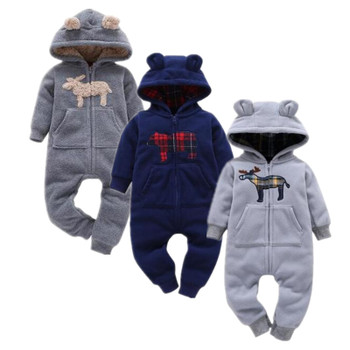 2019 baby boys clothes girls Fleece rompers cartoon Hooded Jumpsuit New Born winter clothing spring jumpsuit baby girl clothing