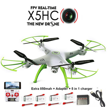 SYMA X5HC RC Quadcopter Drone with Camera 2.4G 6-Axis RC Helicopter + 850mah Syma battery VS Syma X5SC X5C Upgrade vision