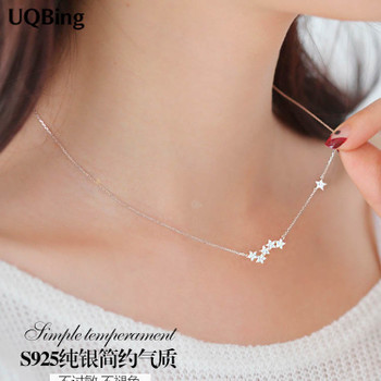  Drop Shipping 925 Sterling Silver Chain Necklaces Star Pendants&amp;Necklaces Jewelry Collar Colar de Plata