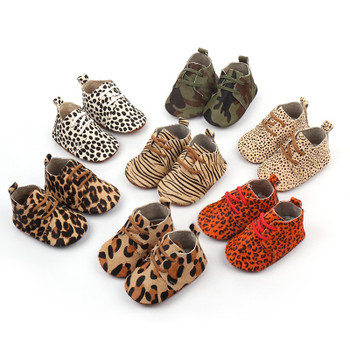Genuine Leather Baby shoes Leopard print Baby Girls Soft shoes Horse hair Boys First walkers Lace Baby moccasins