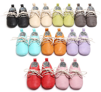 HONGTEYA toddler baby moccasins soft Pu leather Casual boot first walker Lace up shoes baby oxford shoes sneakers