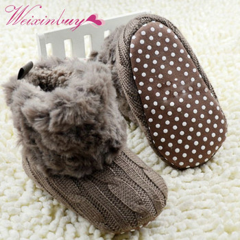 2018 Winter Warm First Walkers Baby Ankle Snow Boots Infant Crochet Knit Fleece Baby Shoes For Boys Girls