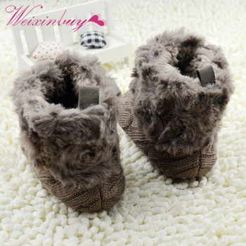 2018 Winter Warm First Walkers Baby Ankle Snow Boots Infant Crochet Knit Fleece Baby Shoes For Boys Girls