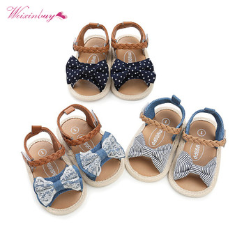 WEIXINBUY Soft Sole PU Baby girls Canvas bow First Walkers Shoes Fashion summer Prewalkers First walker toddler moccasins