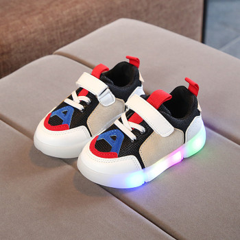 Spring/Autumn cute unisex baby girls boys shoes Hook&amp;Loop LED glowing baby sneakers cute lighting boys girls shoes footwear