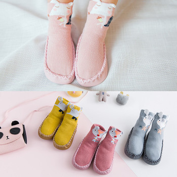 2018 New Infant Cartoon Socks Baby Toddler Shoes and Socks Leather Sole Non-Slip Baby Socks Moccasins Slippers