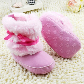 Stylish Princess Baby Girls Bowknot Snow Warm Boots Soft Crib Shoes Toddler Fleece Boots