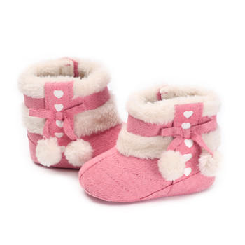 Sweet Baby Girl Shoes Winter Snowfield Booty Princess Newborn Toddler First Walker Babe Kids Cute Ball Footwear                 