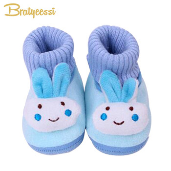 Cartoon Rabbit Baby Girl Shoes Soft Fleece Baby Moccasins Anti Slip Newborn Winter Slipper Socks