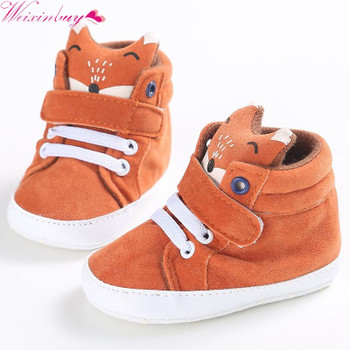 Winter Infantil Baby Shoes Boy Girl Cotton Fox head First Walker Canvas Sneaker Anti-slip Soft Sole Toddler footwear