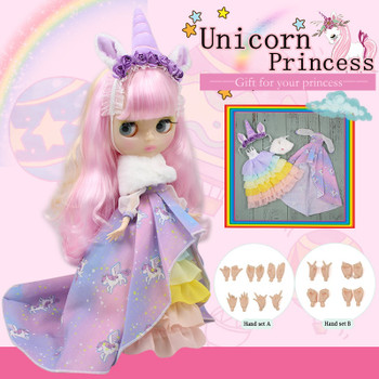 ICY Blyth doll Unicorn Maiden Combination Including the doll and clothes and hand set AB princess dressing 1/6bjd 