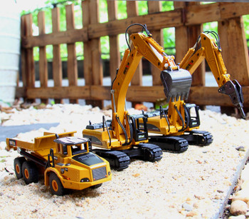 1:50 Alloy Construction Vehicle Engineering excavator Car Dump-car Dump Truck Model Diecast Toys For Children Gift With Box