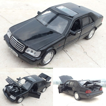 High simulation 1:32 Scale 1993 Classic W140 Alloy Diecast Model Car With Pull Back Light Sound Toys Collection