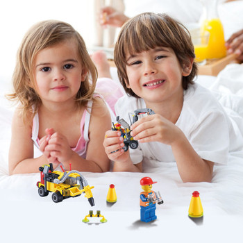 J319 Gift For Kids!196pcs DIY City Engineering Team Assemble Toy Excavator Small Particles Building Blocks Early Educational Toy

