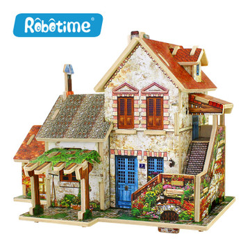 Robotime Educational Woodcraft Construction Kit Assemble DIY Birthday Gift French Style Home Decor 3D Wooden Puzzle Toy